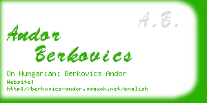 andor berkovics business card